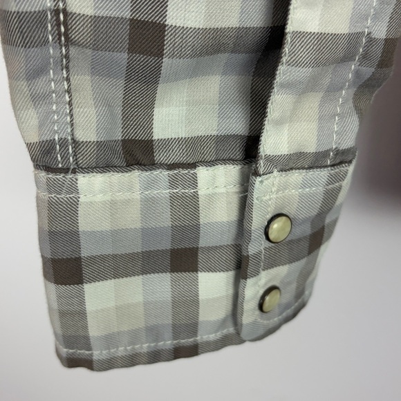 The North Face Cabincore Casual Plaid Long Sleeve Snap Front Shirt Large Grey - Picture 9 of 15
